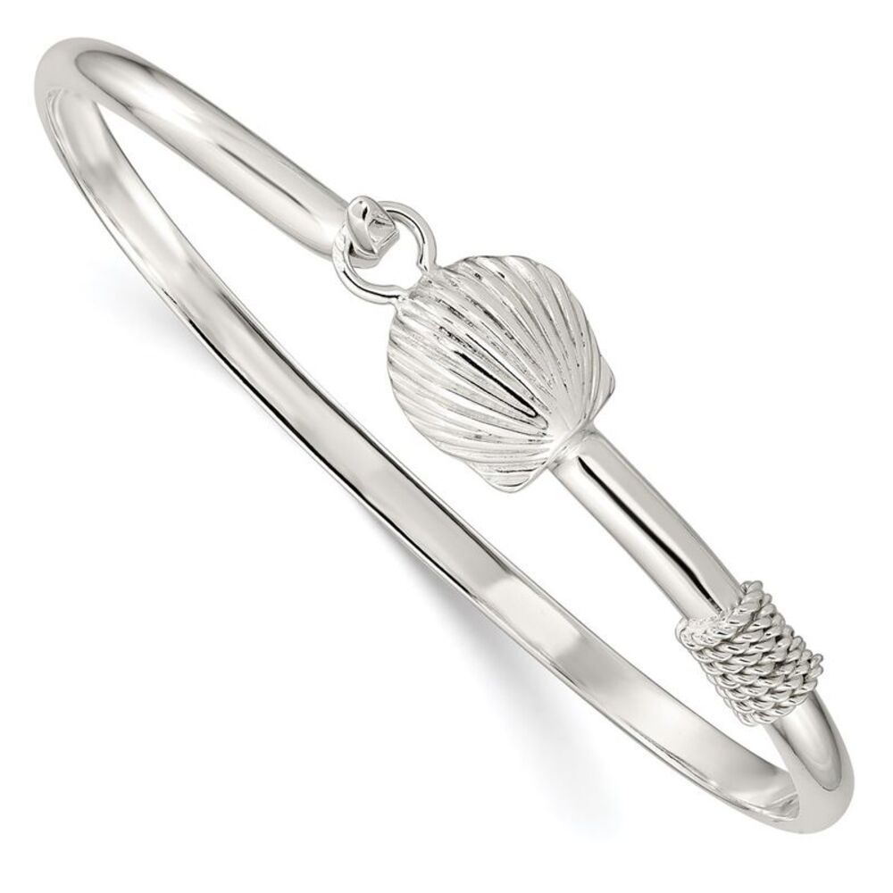 Kazi Luxury Sterling Silver Polished Shell Bangle - image 1